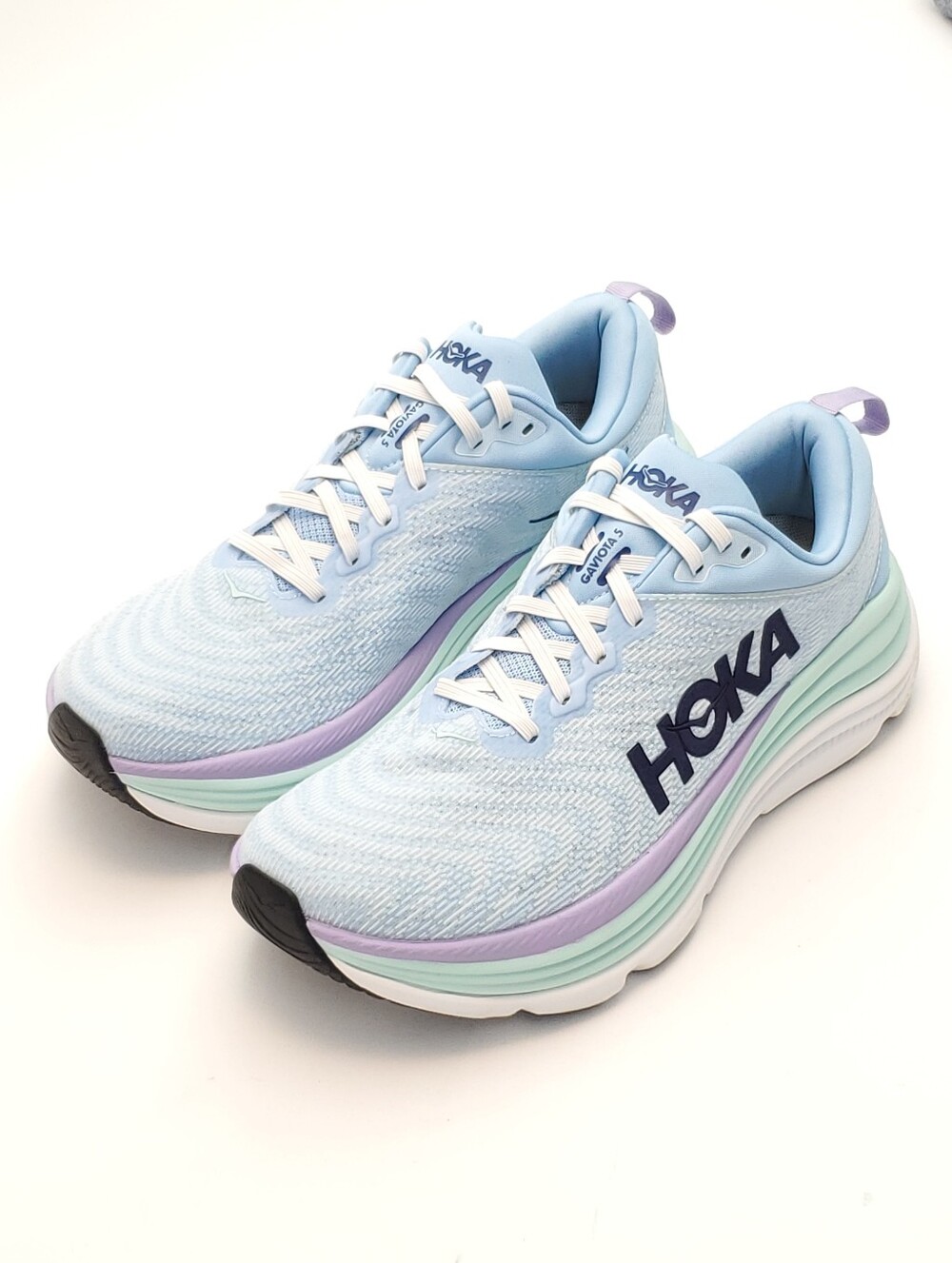 HOKA One One Gaviota 5 Running Shoes Light Blue Purple Womens Sz 10 Athletic Gym